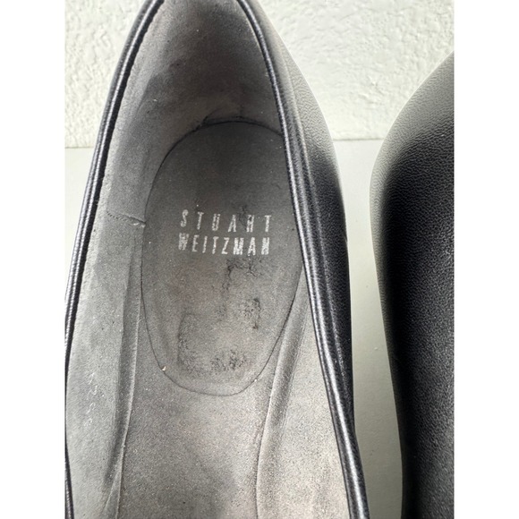 Stuart‎ Weitzman Leather Black Wedges Heels Shoes Womens Size 8Minimalist Work - Picture 2 of 11